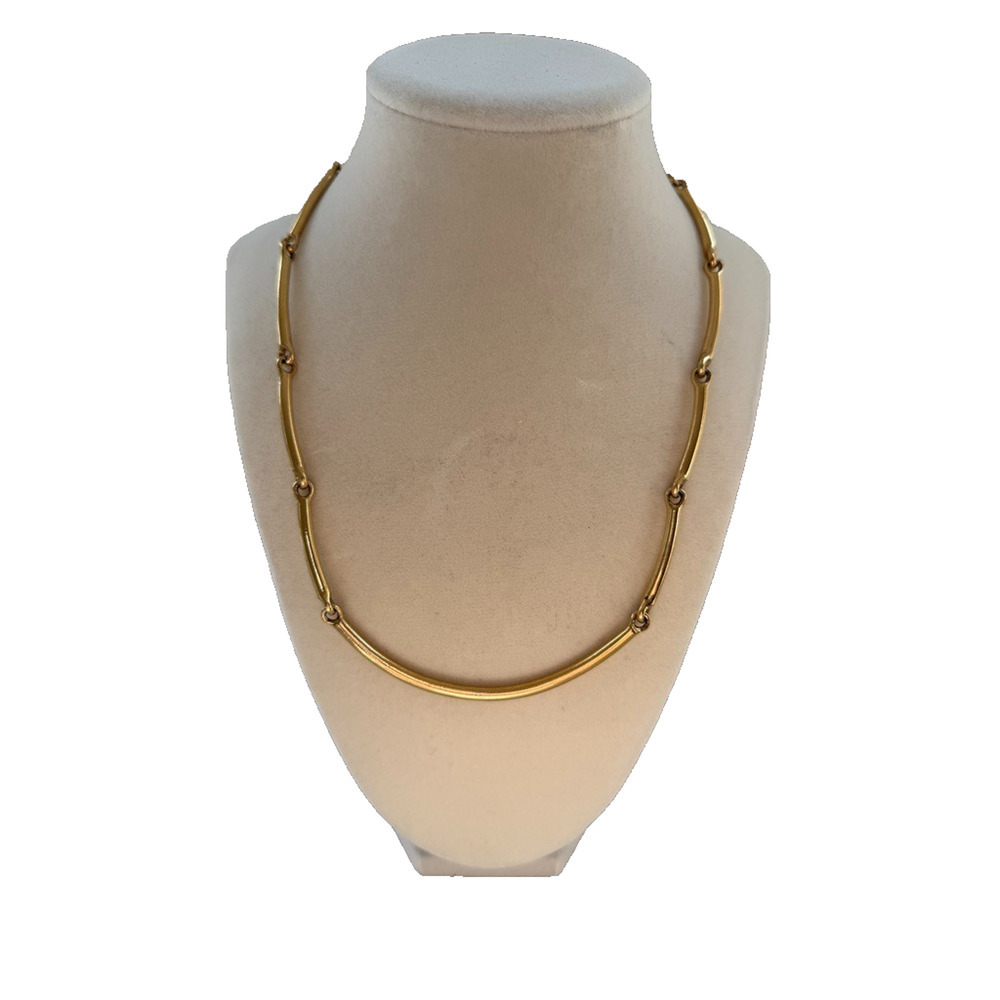PREMIER DESIGNS Vintage Goldtone Link Bar Necklace Signed Shiny 16"-20"